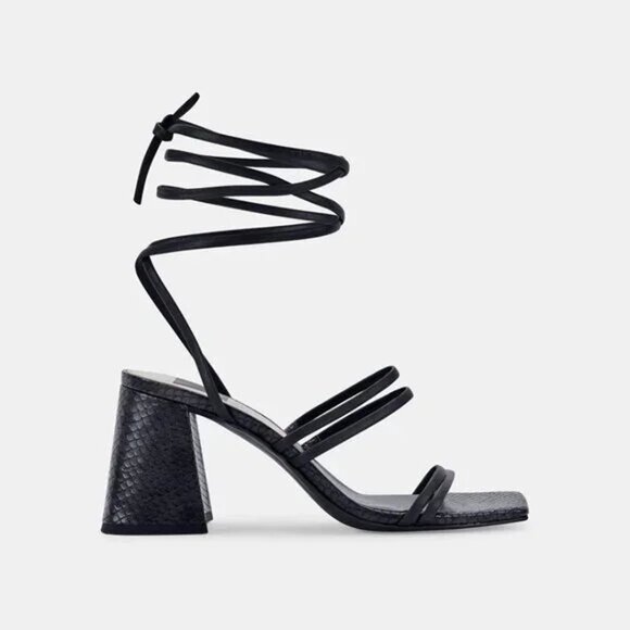 NWOT Dolce Vita Clear Paxx Luggage Stella Heel Sandals Black Women 8.5 - Picture 1 of 14